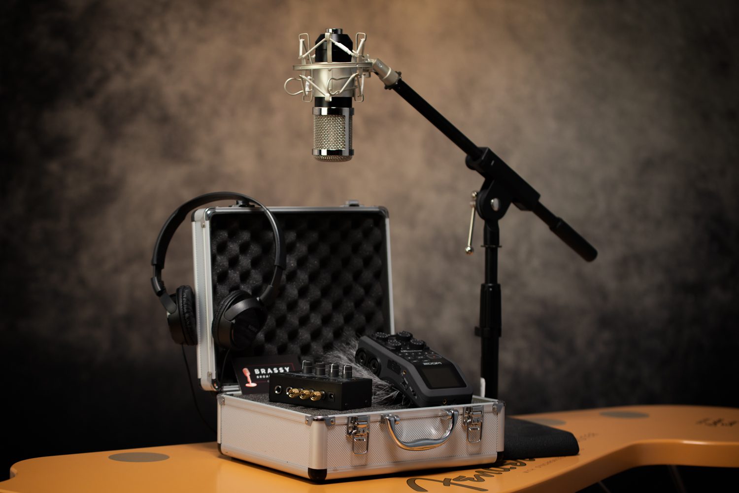 Podcast Microphone, Headphones, and Recorder